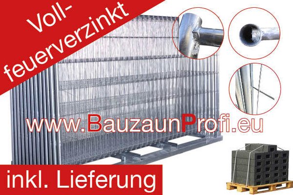 30x Mobilzaun/Bauzaun Profi business, Fuß, Verb. & Lieferung